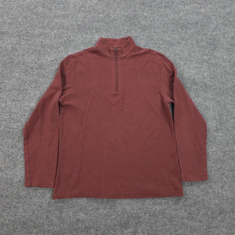 Mizzen Main Sweater Mens Medium Red 1/4 Zip Mock Neck Knit Pullover Casual